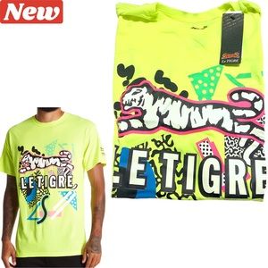 🆕 LE TIGRE Origin Yellow Graphic  T-Shirt size xl